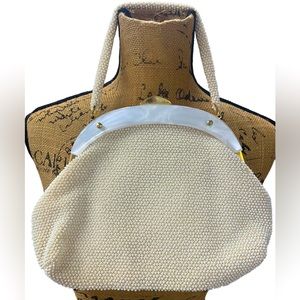 Vintage 1950’s La Regale Ltd. Cream colored, microbeaded Purse